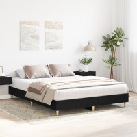 Produktbild för Sängram Svart Ek 203 x 143 x 25 cm Konstruerat trä