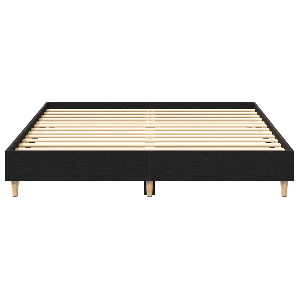 Produktbild för Sängram Svart Ek 203 x 143 x 25 cm Konstruerat trä