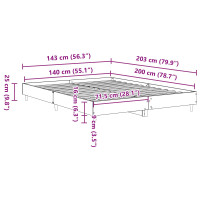Produktbild för Sängram Svart Ek 203 x 143 x 25 cm Konstruerat trä