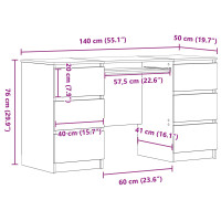 Produktbild för Skrivbord med låda Svart Ek 140 x 50 x 76 cm Konstruerat trä