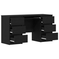 Produktbild för Skrivbord med låda Svart Ek 140 x 50 x 76 cm Konstruerat trä