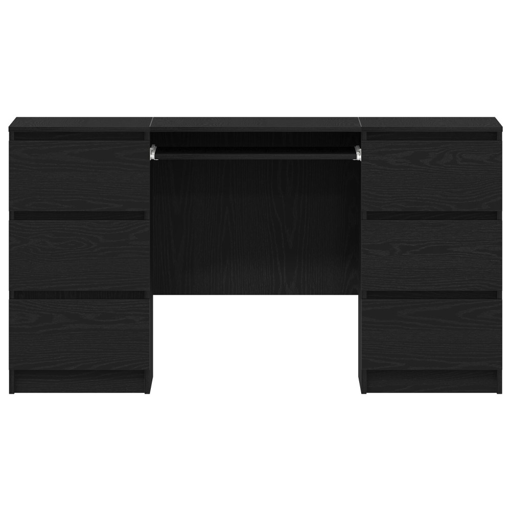 Produktbild för Skrivbord med låda Svart Ek 140 x 50 x 76 cm Konstruerat trä