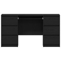Produktbild för Skrivbord med låda Svart Ek 140 x 50 x 76 cm Konstruerat trä