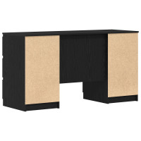 Produktbild för Skrivbord med låda Svart Ek 140 x 50 x 76 cm Konstruerat trä