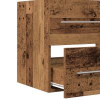 Produktbild för Badrumsskåp med handfat med låda Väggmonterad 2 pcs Gammalt trä