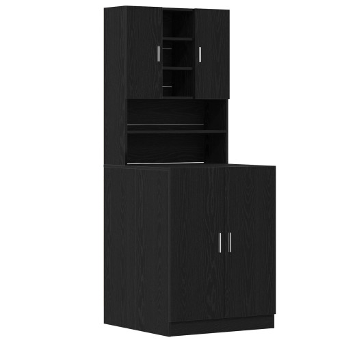 vidaXL Tvättmaskinskåp 2 pcs Svart Ek 70,5 x 71,5 x 181,5 cm