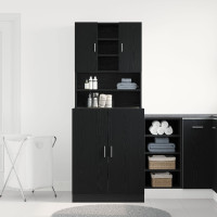 Produktbild för Tvättmaskinskåp 2 pcs Svart Ek 70,5 x 71,5 x 181,5 cm