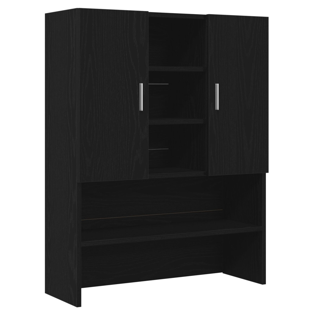 Produktbild för Tvättmaskinskåp 2 pcs Svart Ek 70,5 x 71,5 x 181,5 cm