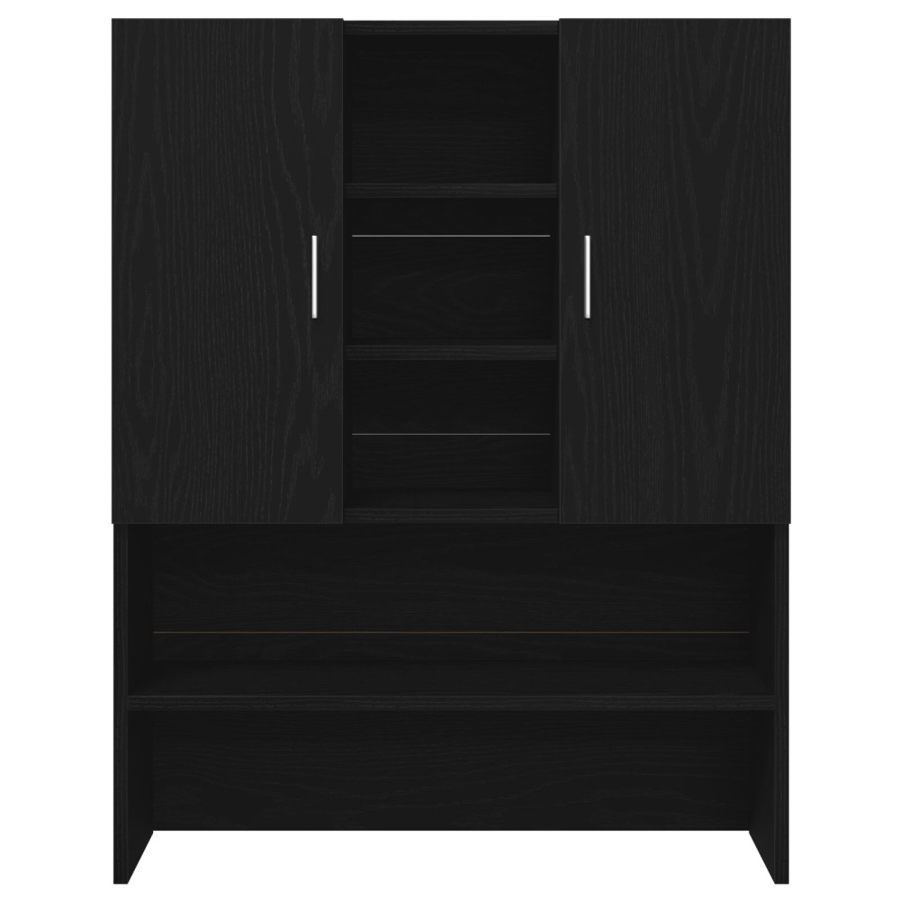 Produktbild för Tvättmaskinskåp 2 pcs Svart Ek 70,5 x 71,5 x 181,5 cm
