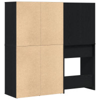 Produktbild för LED Sminkbord Set Svart Ek 140 x 40 x 140 cm Konstruerat trä