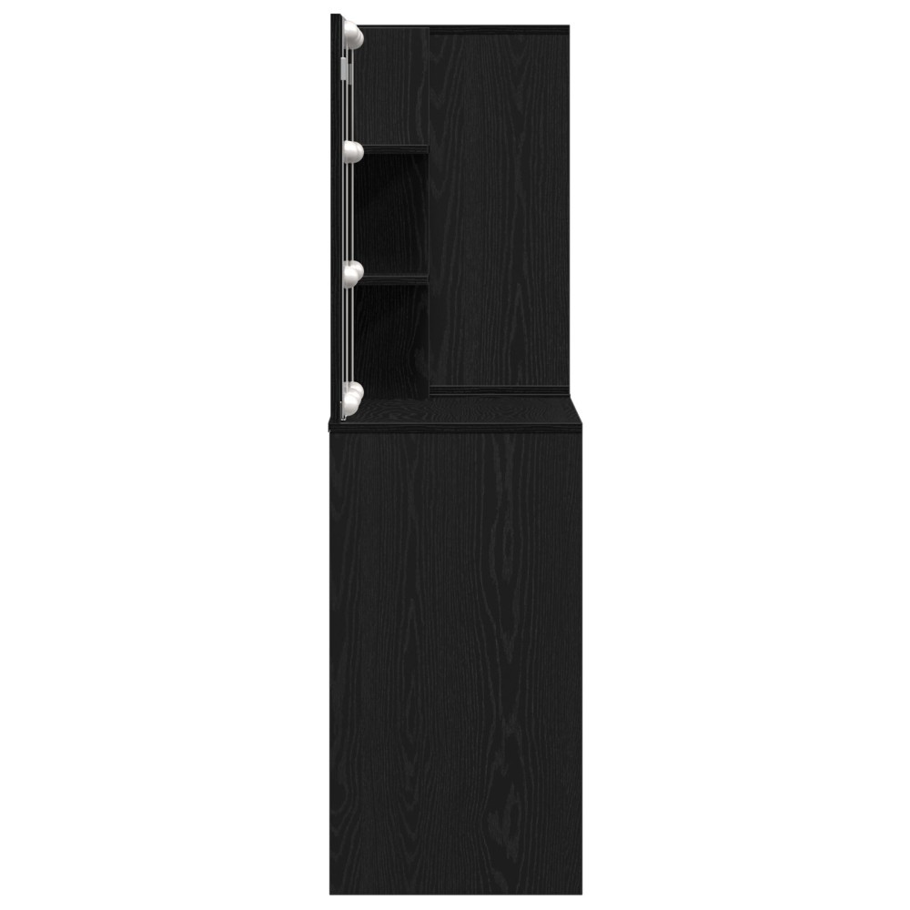 Produktbild för LED Sminkbord Set Svart Ek 140 x 40 x 140 cm Konstruerat trä