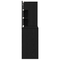 Produktbild för LED Sminkbord Set Svart Ek 140 x 40 x 140 cm Konstruerat trä
