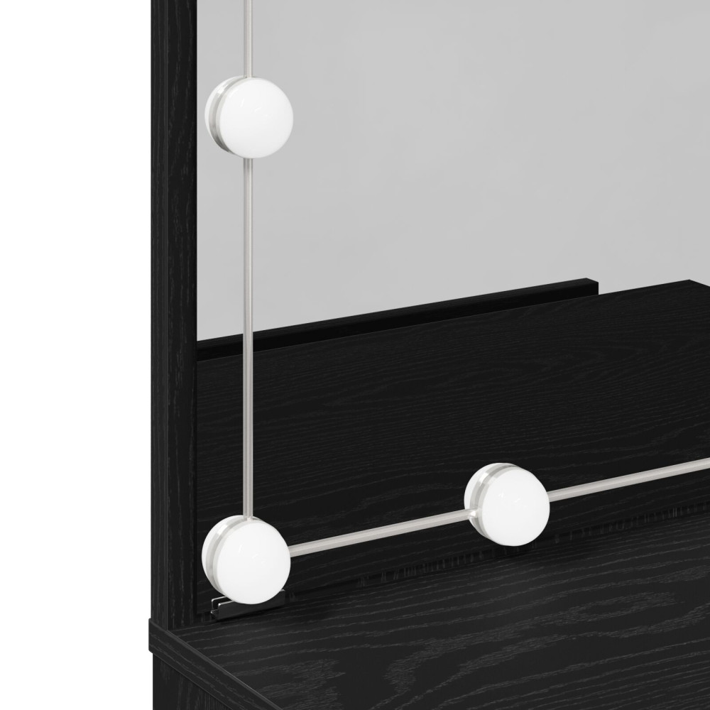Produktbild för LED Sminkbord Set Svart Ek 140 x 40 x 140 cm Konstruerat trä