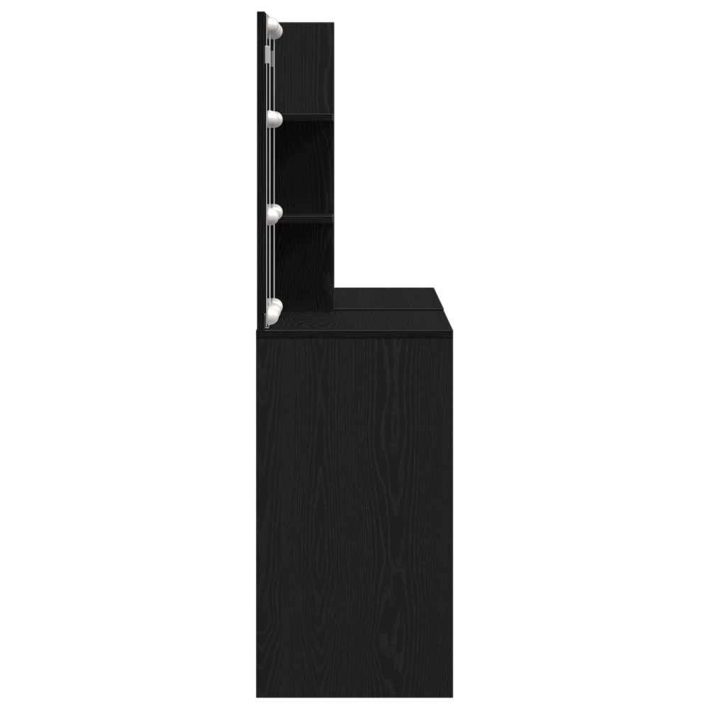 Produktbild för LED Sminkbord Set Svart Ek 140 x 40 x 140 cm Konstruerat trä