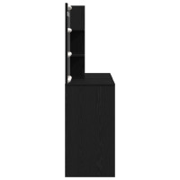 Produktbild för LED Sminkbord Set Svart Ek 140 x 40 x 140 cm Konstruerat trä