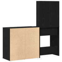 Produktbild för LED Sminkbord Set Svart Ek 140 x 40 x 140 cm Konstruerat trä