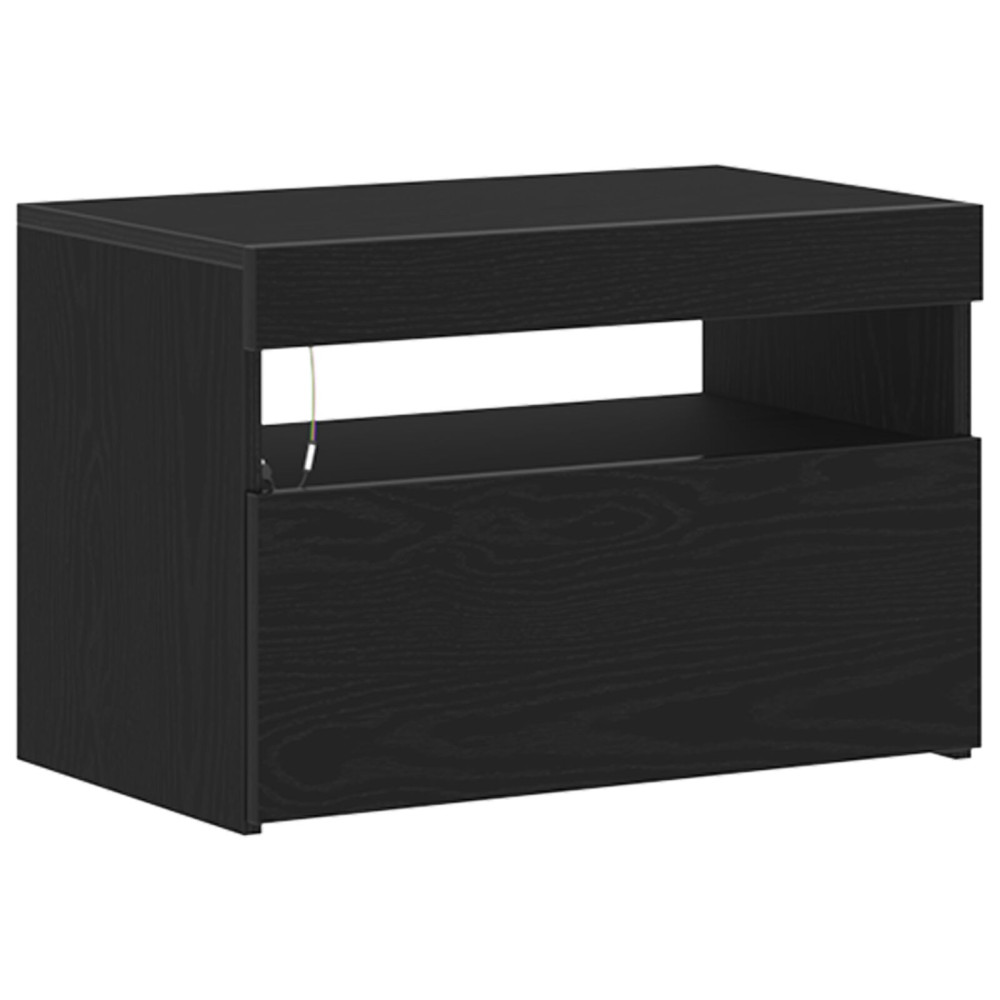 Produktbild för Nattduksbord Svart Ek 60 x 35 x 40 cm Konstruerat trä