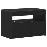 Produktbild för Nattduksbord Svart Ek 60 x 35 x 40 cm Konstruerat trä