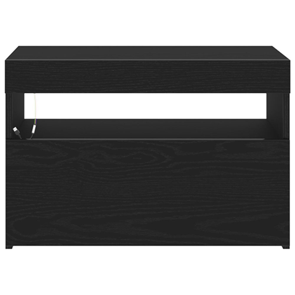 Produktbild för Nattduksbord Svart Ek 60 x 35 x 40 cm Konstruerat trä