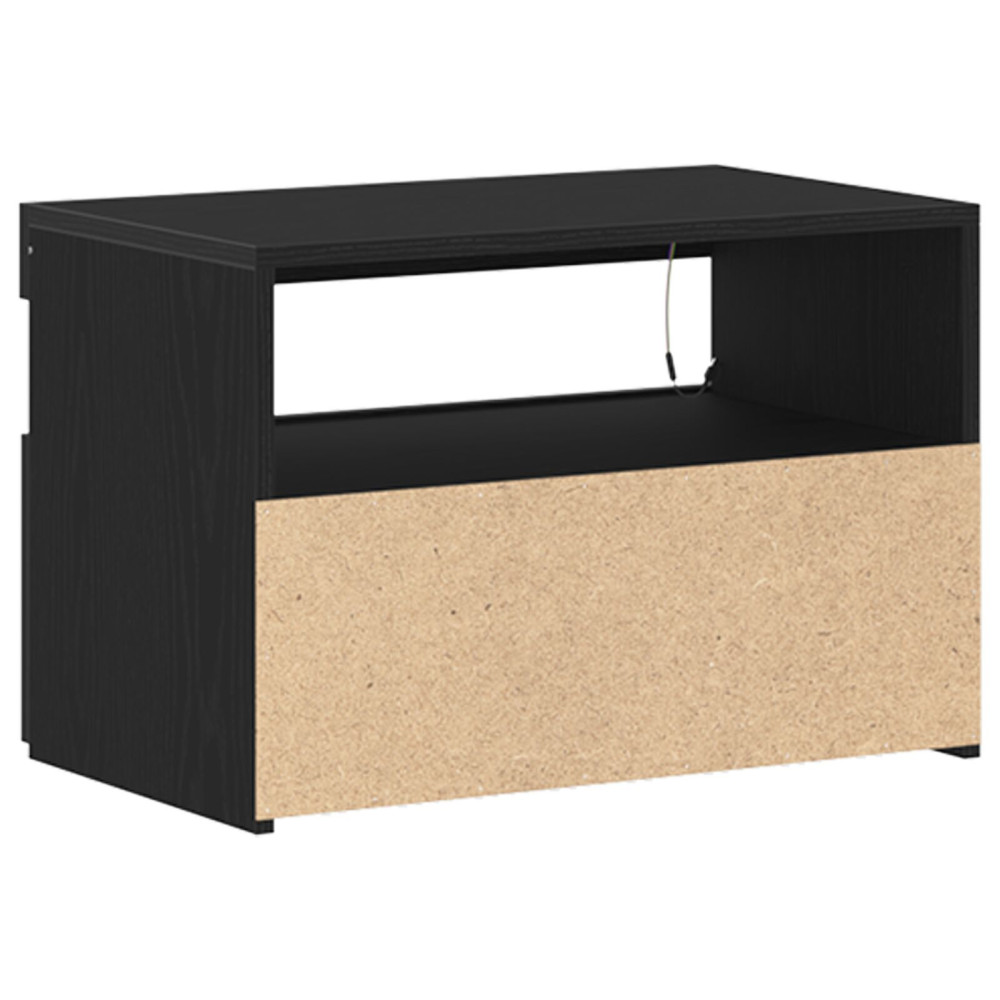 Produktbild för Nattduksbord Svart Ek 60 x 35 x 40 cm Konstruerat trä