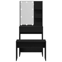 Produktbild för LED Sminkbord Set 2 st Svart Ek 60 x 40 x 140 cm