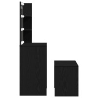 Produktbild för LED Sminkbord Set 2 st Svart Ek 60 x 40 x 140 cm