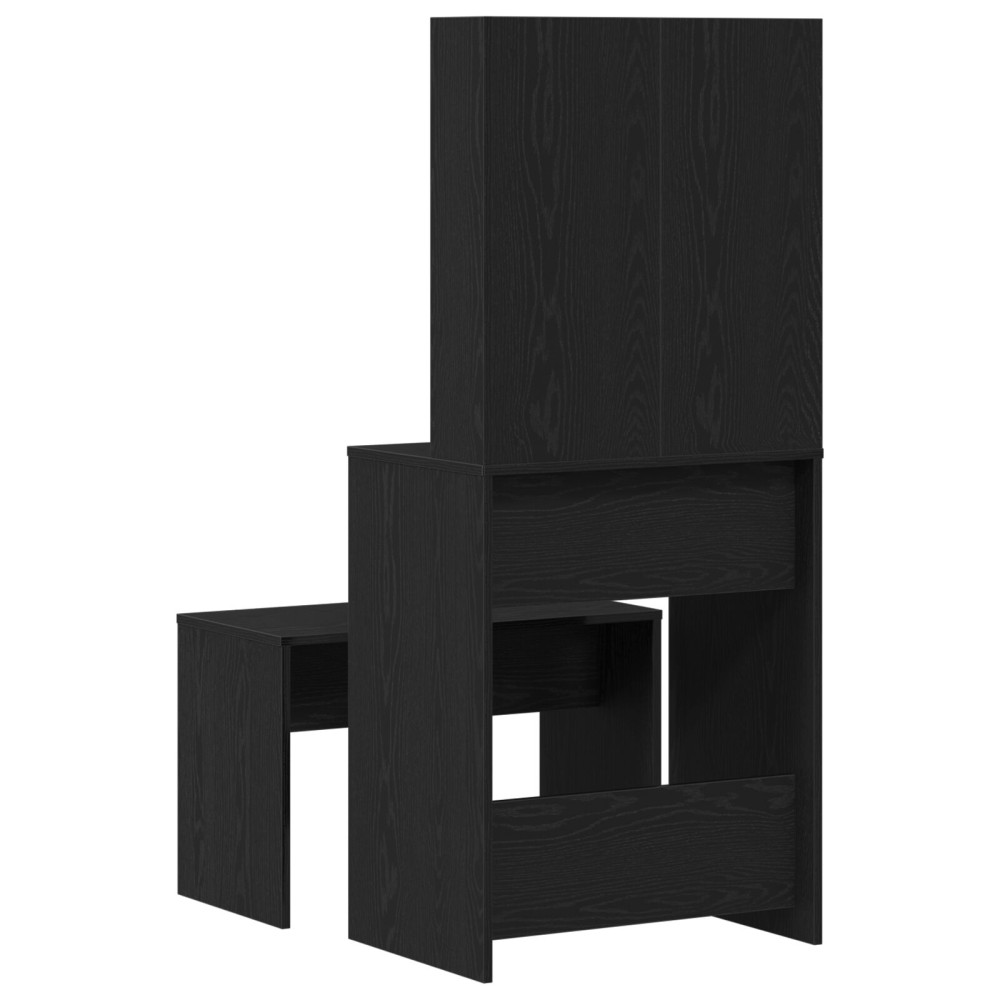 Produktbild för LED Sminkbord Set 2 st Svart Ek 60 x 40 x 140 cm