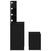 Produktbild för LED Sminkbord Set 2 st Svart Ek 74,5 x 40 x 141 cm