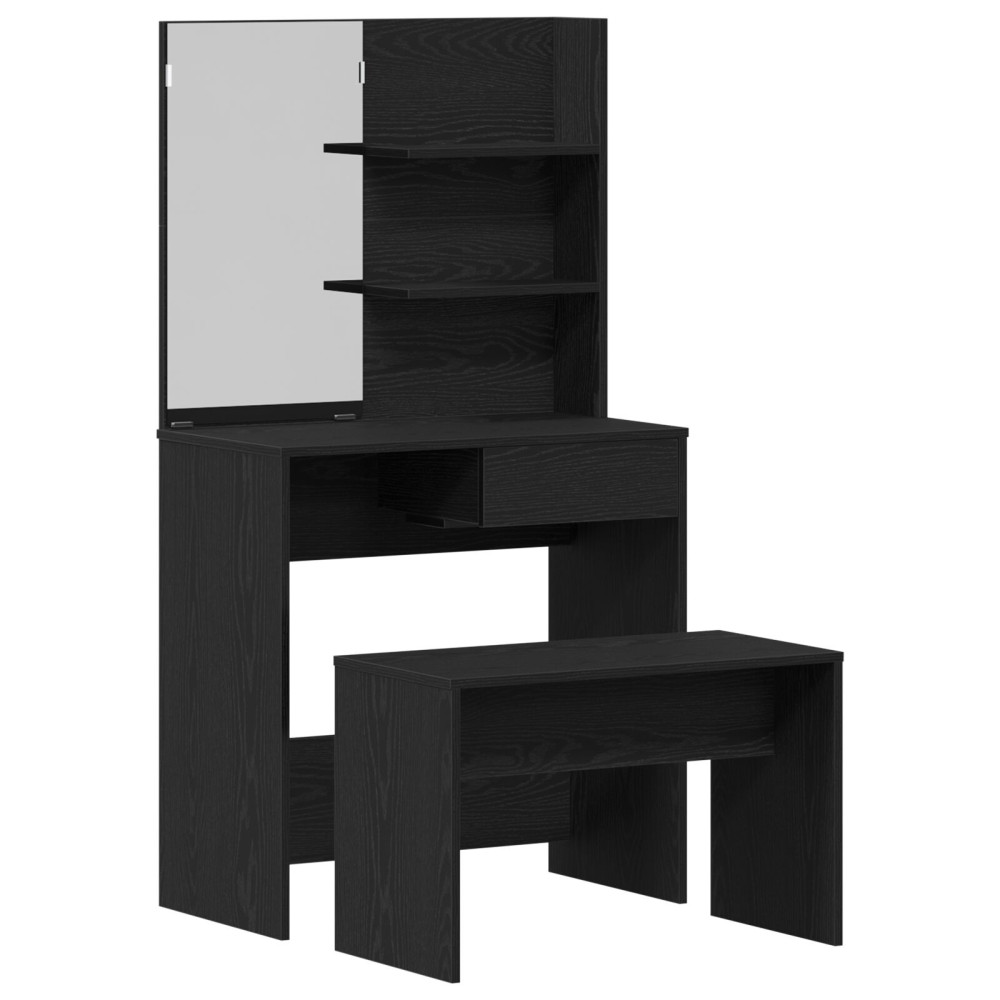 Produktbild för Skrivbordsset 2 st Svart Ek 74,5 x 40 x 141 cm Konstruerat trä
