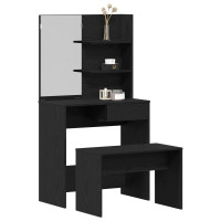Produktbild för Skrivbordsset 2 st Svart Ek 74,5 x 40 x 141 cm Konstruerat trä