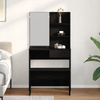 Produktbild för Skrivbordsset 2 st Svart Ek 74,5 x 40 x 141 cm Konstruerat trä