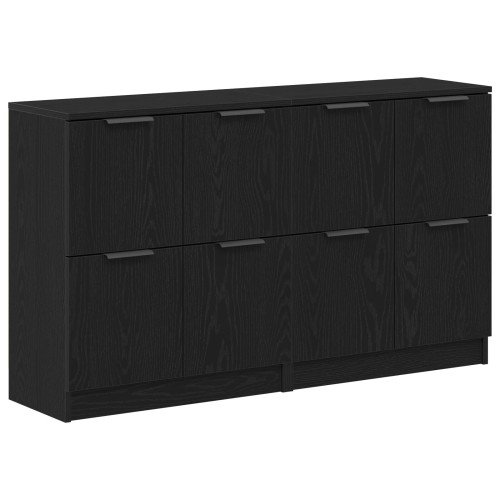 vidaXL Sideboard 2 pcs Svart Ek 60 x 30 x 70 cm Konstruerat trä