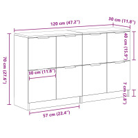 Produktbild för Sideboard 2 pcs Svart Ek 60 x 30 x 70 cm Konstruerat trä