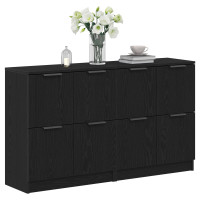 Produktbild för Sideboard 2 pcs Svart Ek 60 x 30 x 70 cm Konstruerat trä