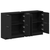 Produktbild för Sideboard 2 pcs Svart Ek 60 x 30 x 70 cm Konstruerat trä