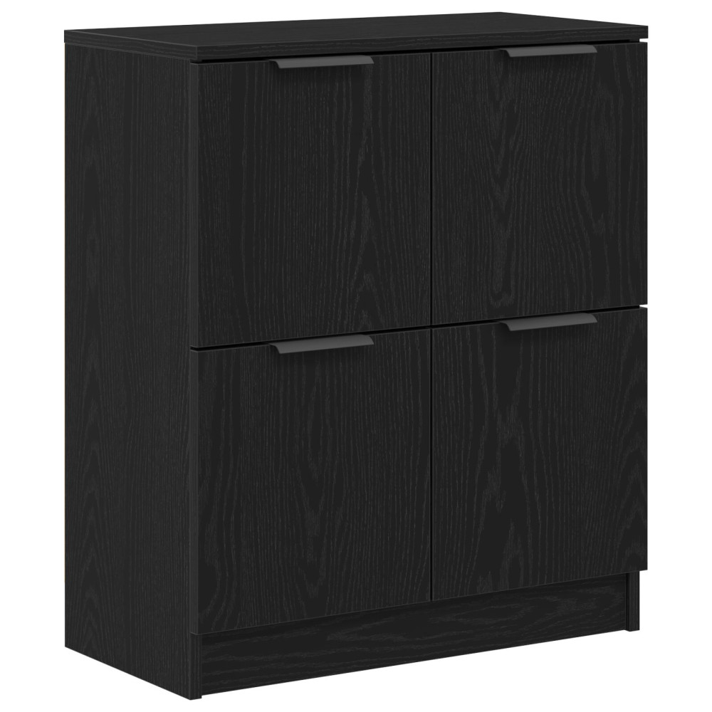 Produktbild för Sideboard 2 pcs Svart Ek 60 x 30 x 70 cm Konstruerat trä
