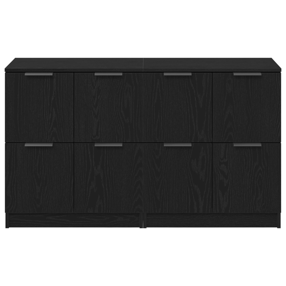 Produktbild för Sideboard 2 pcs Svart Ek 60 x 30 x 70 cm Konstruerat trä