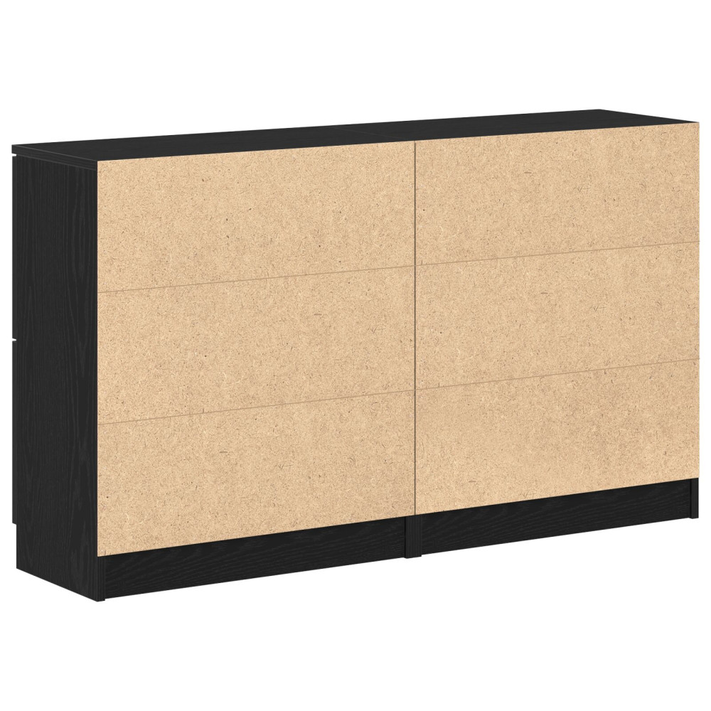 Produktbild för Sideboard 2 pcs Svart Ek 60 x 30 x 70 cm Konstruerat trä