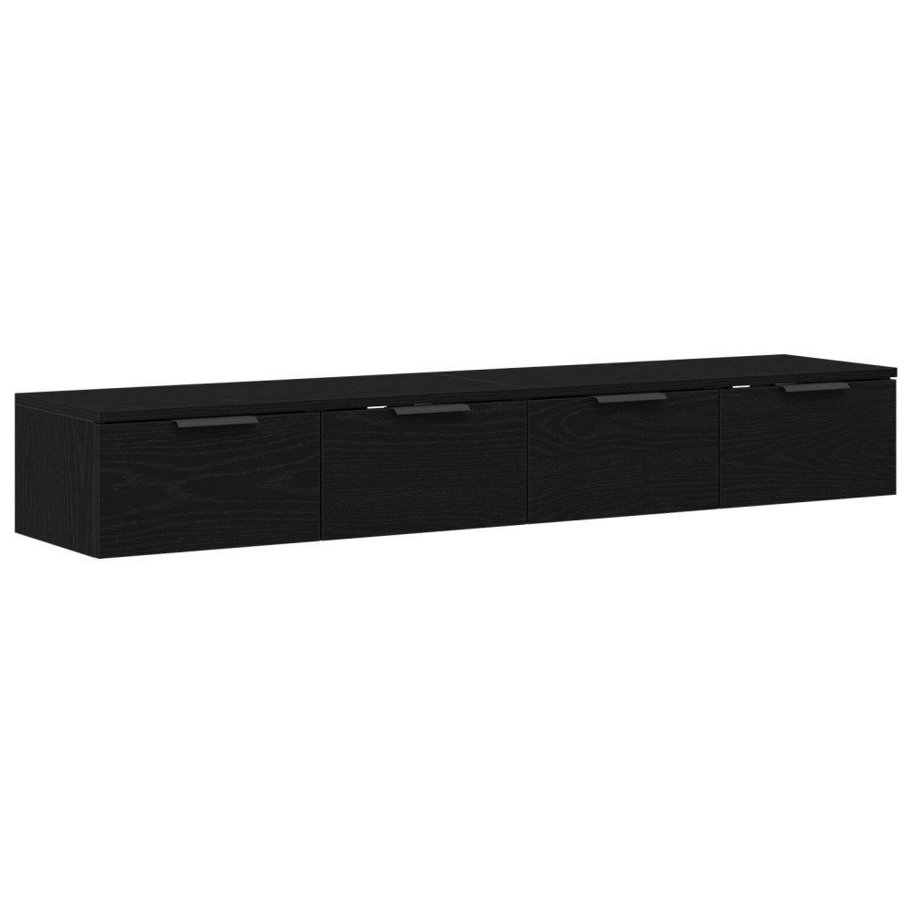 Produktbild för Väggmonterat skåp med låda 2 pcs Svart Ek 68 x 30 x 20 cm