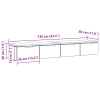 Produktbild för Väggmonterat skåp med låda 2 pcs Svart Ek 68 x 30 x 20 cm