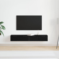 Produktbild för Väggmonterat skåp med låda 2 pcs Svart Ek 68 x 30 x 20 cm