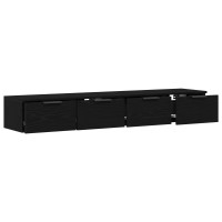 Produktbild för Väggmonterat skåp med låda 2 pcs Svart Ek 68 x 30 x 20 cm