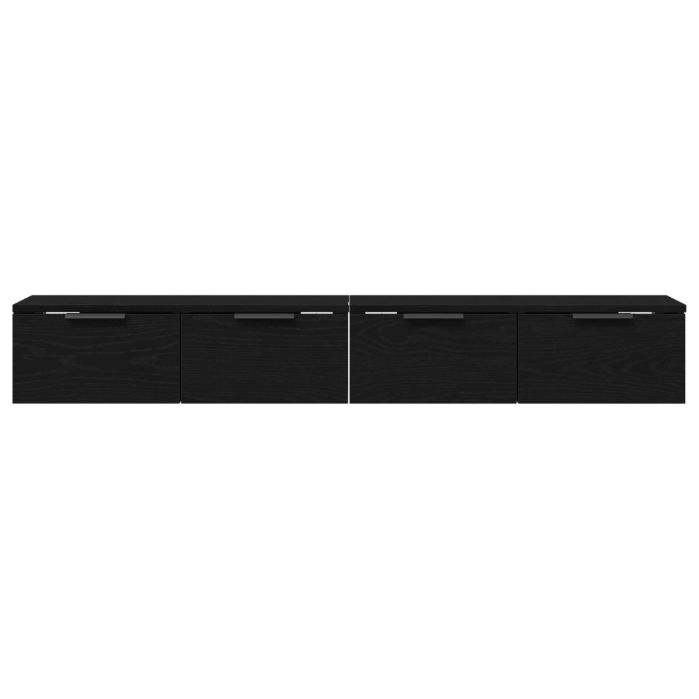 Produktbild för Väggmonterat skåp med låda 2 pcs Svart Ek 68 x 30 x 20 cm