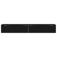 Produktbild för Väggmonterat skåp med låda 2 pcs Svart Ek 68 x 30 x 20 cm