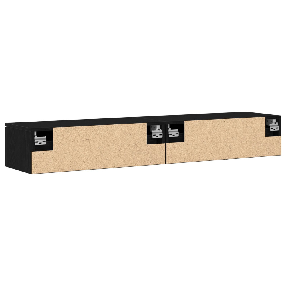 Produktbild för Väggmonterat skåp med låda 2 pcs Svart Ek 68 x 30 x 20 cm