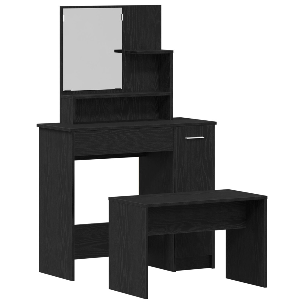 Produktbild för Skrivbordsset 2 st Svart Ek 86,5 x 35 x 136 cm Konstruerat trä