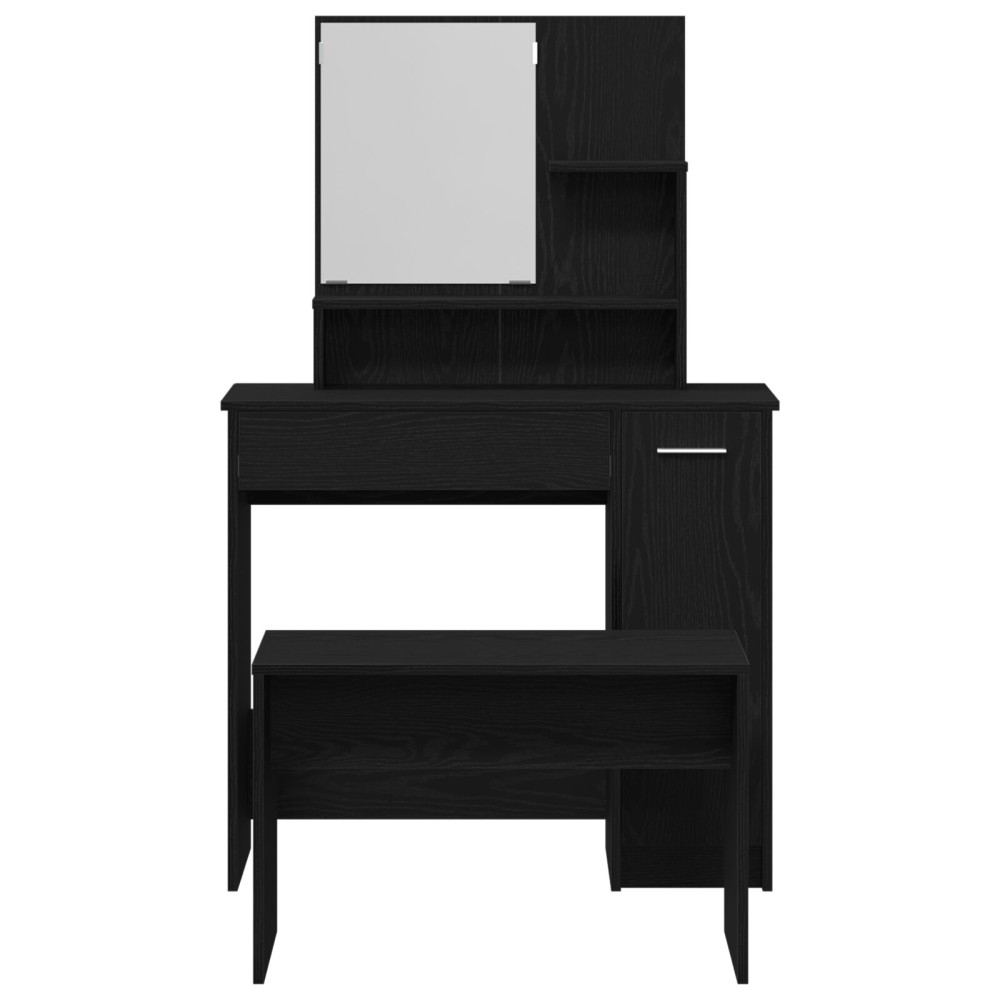 Produktbild för Skrivbordsset 2 st Svart Ek 86,5 x 35 x 136 cm Konstruerat trä