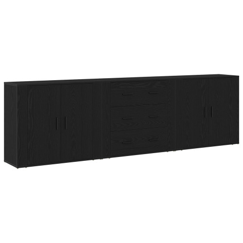 vidaXL Sideboard med låda Svart Ek 240 x 33 x 70 cm Konstruerat trä