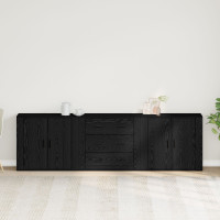 Produktbild för Sideboard med låda Svart Ek 240 x 33 x 70 cm Konstruerat trä