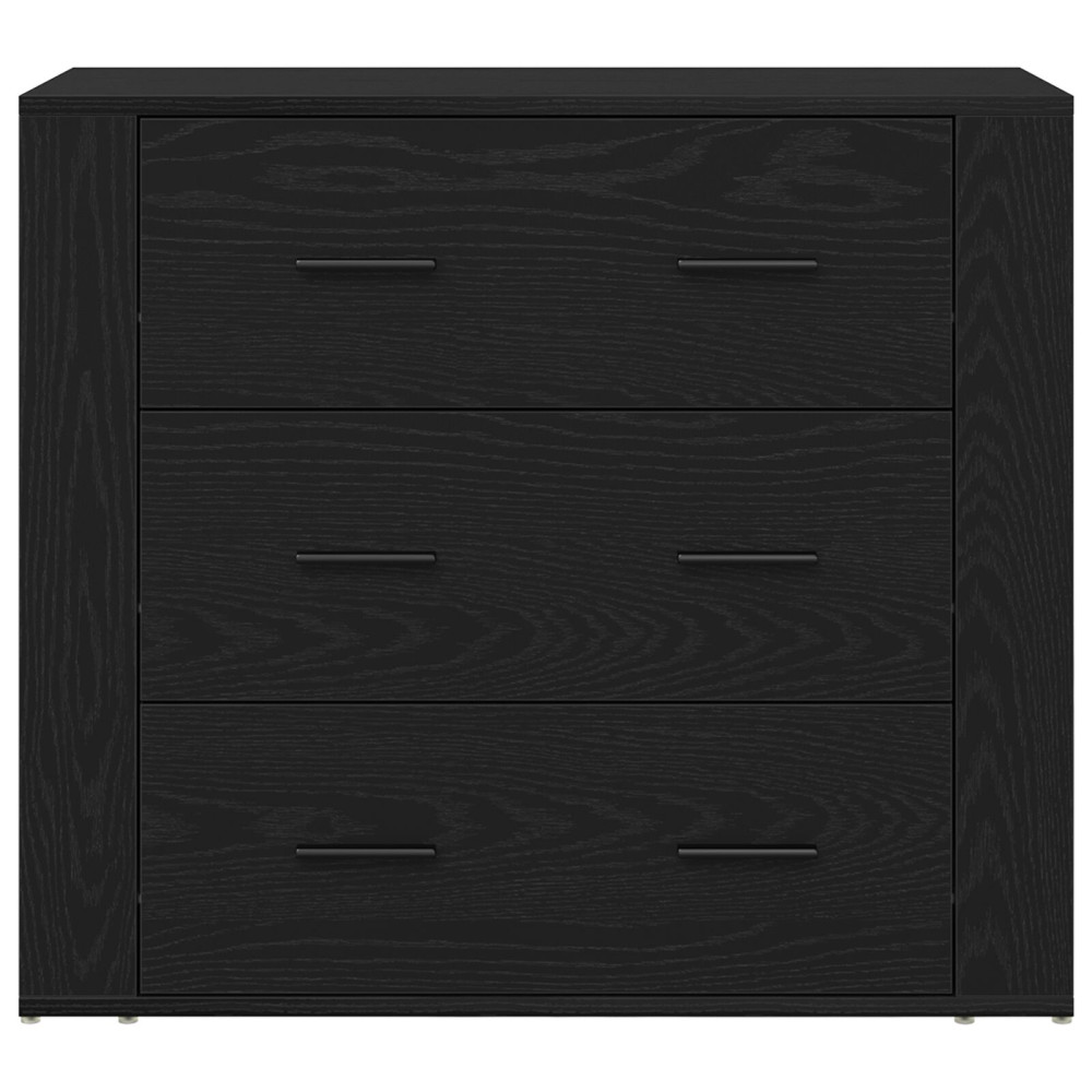 Produktbild för Sideboard med låda Svart Ek 240 x 33 x 70 cm Konstruerat trä